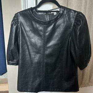 NWOT Steve Madden vegan, black short sleeve crewneck top. Size small.